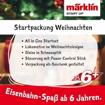 Märklin Start up 29124 - Startpackung Weihnachten mit Dampflok, Personenwagen und Güterwagen in weihnachtlicher Gestaltung, Spur H0, ab 6 Jahren - ideal für den Einstieg in die Modellbahnwelt - 3