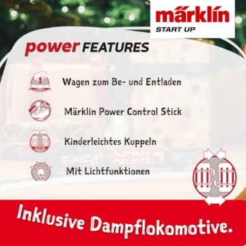 Märklin Start up 29124 - Startpackung Weihnachten mit Dampflok, Personenwagen und Güterwagen in weihnachtlicher Gestaltung, Spur H0, ab 6 Jahren - ideal für den Einstieg in die Modellbahnwelt - 4