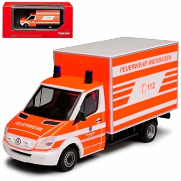 Mercedes-Benz Sprinter II Transporter Feuerwehr Wiesbaden Kofferaufbau NCV 3 W906 Modell 2006-2018 Version Ab Facelift 2013 H0 1/87 Herpa Modell Auto - 1