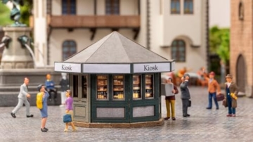 NOCH® Kiosk, realistisches Modellbau-Gebäude, 5,4 x 5,4 x 4,2 cm für die Spurweite H0, ideal für Szenengestaltung - 2
