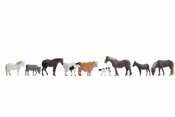 NOCH Set „Tiere auf dem Bauernhof“, H0 Modellbahn, handkolorierte Kunststofffiguren für Landleben Miniaturen - 1