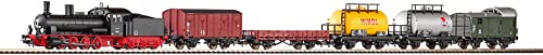Piko-57123-Start-Set Güterzug Dampflok G7 + 5 Wg. Bettung, Schwarz - 1