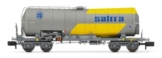 RENFE Tankwagen, 4 Achsen, isoliert, „Saltra“, für den Transport von Blausäure, gelb-grün lackiert, Epoche IV - 1