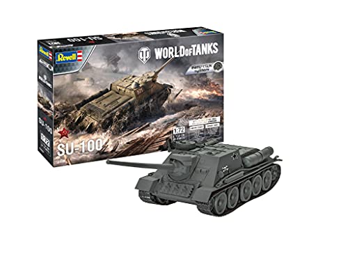 Revell 03507 SU-100 World of Tanks Modellbausatz für Einsteiger mit dem Easy-Click-System Farbig - 1