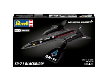 Revell Easy-Click Modellbausatz SR-71 Blackbird I Legendäres USAF-Spionageflugzeug 1:144 I Detailreich, einfacher Zusammenbau durch Stecksystem I Kein Kleben I Für Modellbau-Einsteiger ab 10 - 2