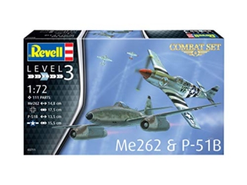 Revell Easy-Click-System Modellbausatz P-51D Mustang und Me262 A-1a I Maßstab 1:72 I Legendäre Kampfflugzeuge des 2 Weltkriegs I Mit Bewaffnung I Kein Kleben notwendig I Für Einsteiger ab 10 Jahren - 2