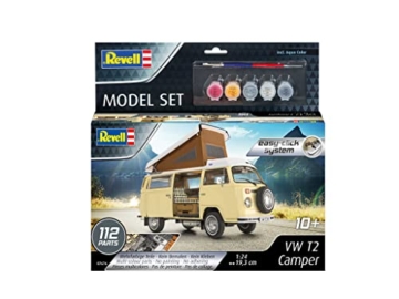 Revell Modellbausatz VW T2 Camper I Easy-Click-System für Einsteiger I Starter Kit mit Basis-Zubehör I Unlackiert I Idealer Einstieg in den Modellbau - 2