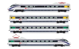 Rivarossi HR2964S SBB, ETR 470, Silberne Lackierung mit blauem Streifen, 4-teiliges Basisset, Baureihe V, mit DCC-Sounddecoder, Eisenbahnlokomotive + Wagen - 1