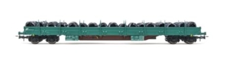 Rivarossi HR6553 FS, 4-achsiger Rungenwagen Bauart Res, grüne Lackierung, beladen mit Drahtspulen, Ep. VI Modelleisenbahn – Schienenfahrzeuge – Waggons - 1