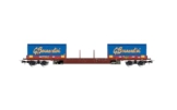 Rivarossi HR6555 FS, 4-achsiger Flachwagen Bauart RGS mit 2 x 20‘ Coilcontainern „Gruppo Bernardini“, Ep. V-Modell EisenbahnFahrzeuge – Waggons - 1