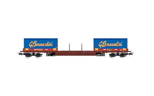 Rivarossi HR6555 FS, 4-achsiger Flachwagen Bauart RGS mit 2 x 20‘ Coilcontainern „Gruppo Bernardini“, Ep. V-Modell EisenbahnFahrzeuge – Waggons - 1