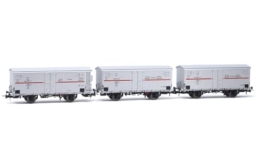 Rivarossi HR6605 FS 3er Pack Kühlwagen Hgb 2-achsig 2 ohne Bremserhaus 1 mit silberrotem Streifen ep Rolling Stock - Waggons - 1