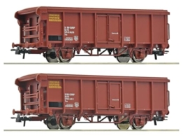 Roco 6600082 H0 2er Set Rolldachwagen Tms, FS, Ep.IV - Kind - Science-Fiction - Realistisch - Grau, Braun, Grün - HO Scale - Handsteuerung - Eisenbahn, Stadt - 1
