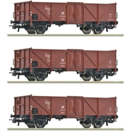 Roco 6600115 H0 3er Set Offene Güterwagen Ommu, DR, Ep. III - 1
