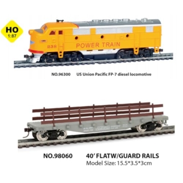 ToyGhillied Modelleisenbahn H0 Startset mit klassischer US FF-7 Diesellokomotive, Elektrischer Zug mit Metallschienen & Geschwindigkeitsregler, Zugmodell Spur H0 für Sammler, 1:87 - 6
