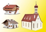 Vollmer 42080 Alpenländisches Set besteht aus Kirche und 2 Häusern - 1